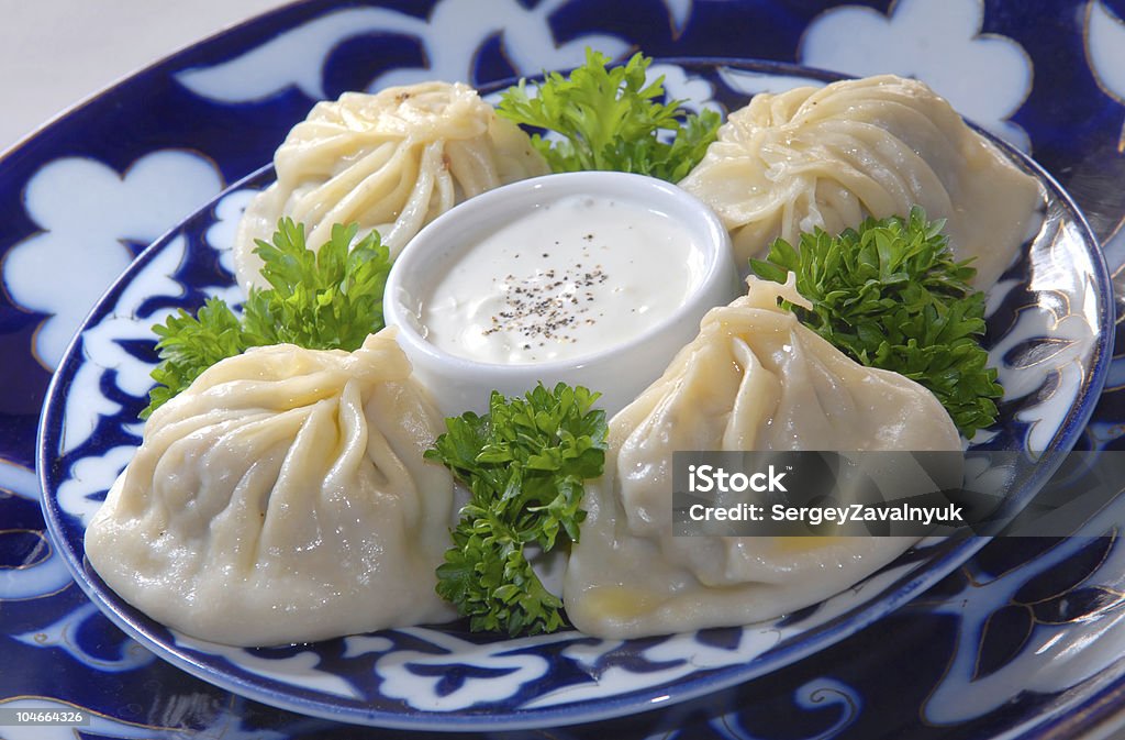 Uzbek manty with meat  Color Image Stock Photo