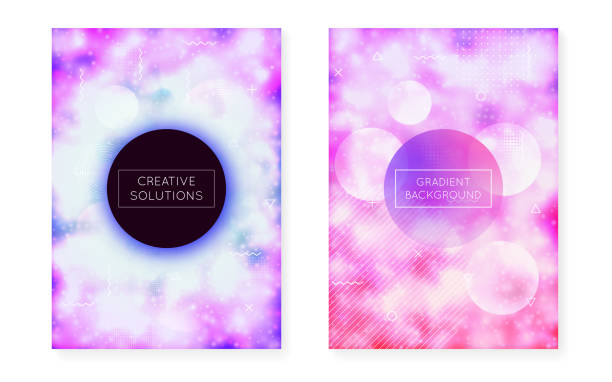 istock Luminous cover with liquid neon shapes. Purple fluid. Fluorescen 1046643682
