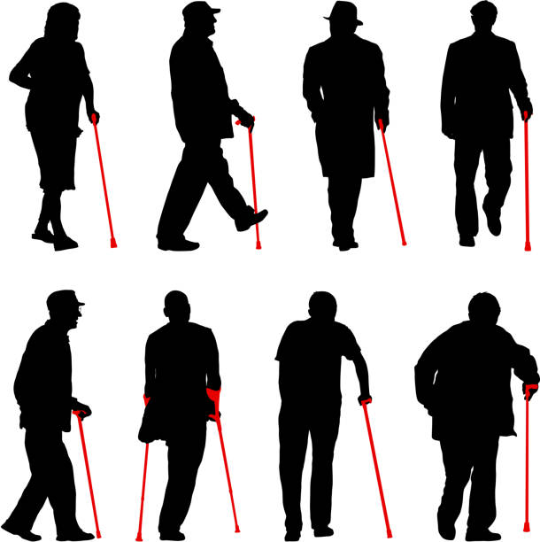 установить силуэт инвалидов на белом фоне - wheelchair senior men senior adult white background stock illustrations