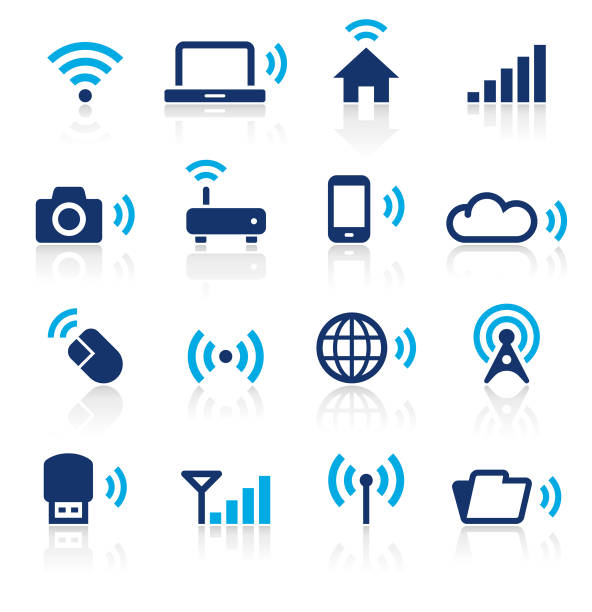 illustrations, cliparts, dessins animés et icônes de technologie sans fil deux couleurs ensemble d’icônes - usb flash drive data symbol computer icon