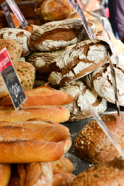 istock Stack of freshly baked artisan bread 1046680546