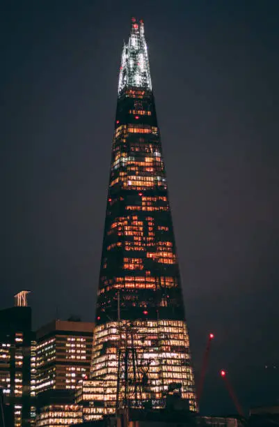 The Shard at Night in London on a clear sky