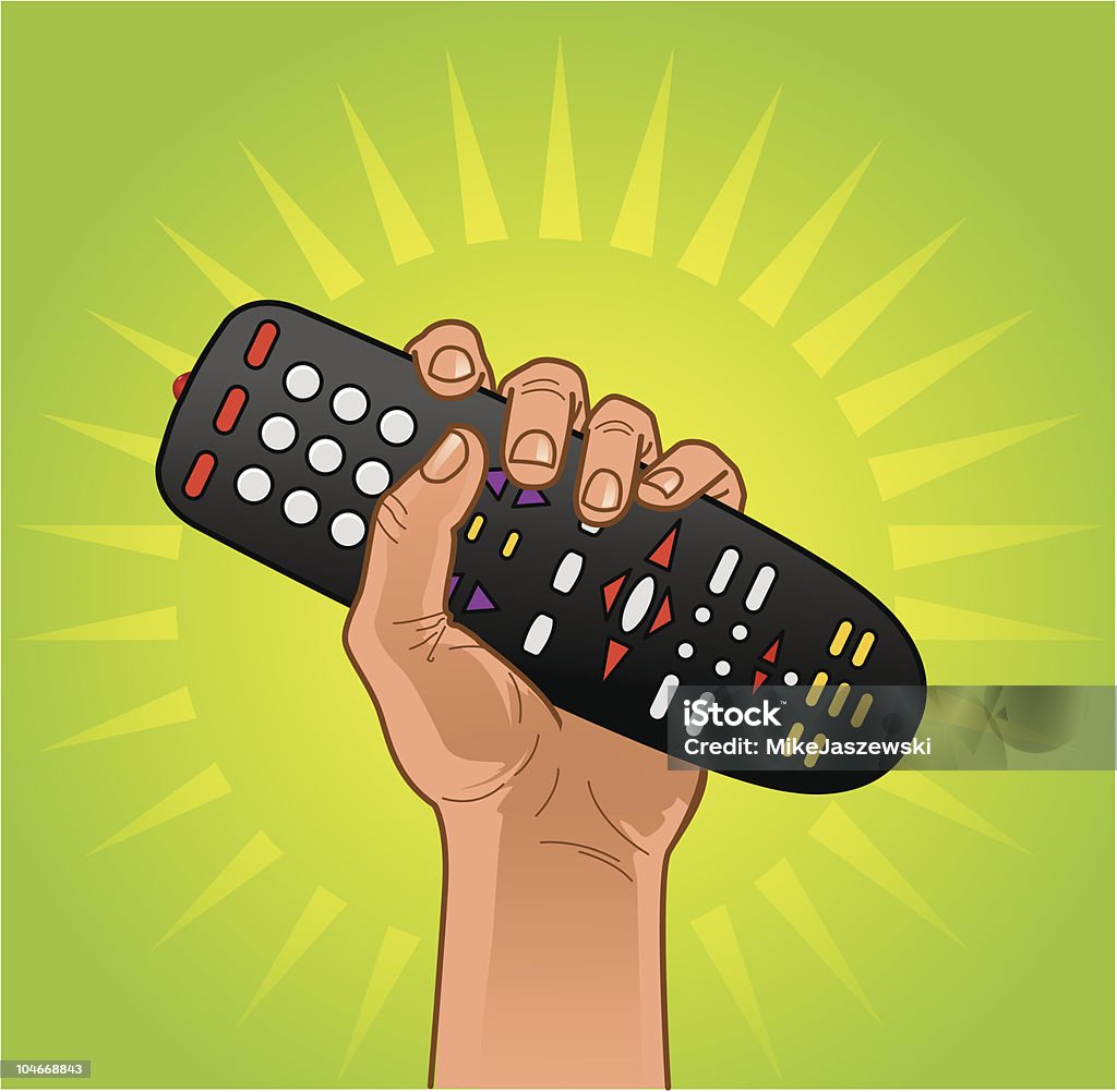 Remote Power Hand raises the tightly held remote control in victory. DVD stock vector