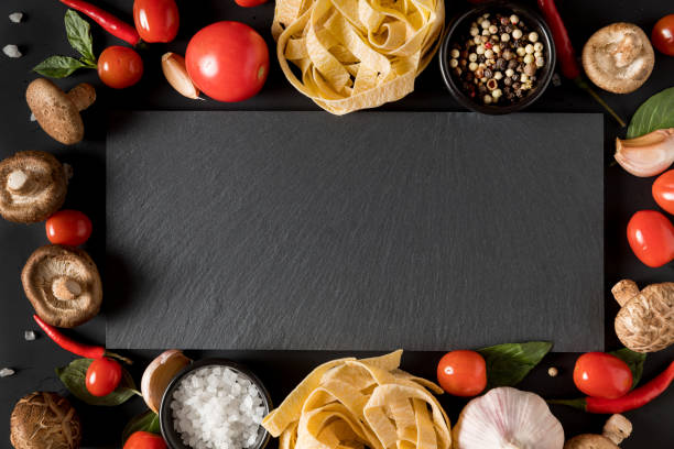 istock Fettuccine tagliatelle paste with mushrooms, herbs and spices 1046688806