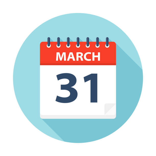 ilustrações, clipart, desenhos animados e ícones de 31 de março - ícone de calendário - março