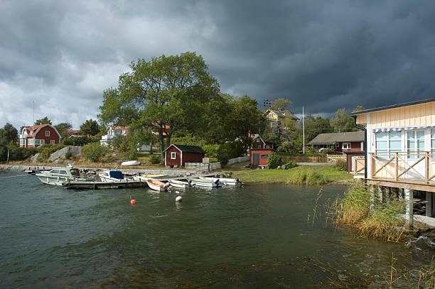 istock Sweden, little port under stormy sky 104669770