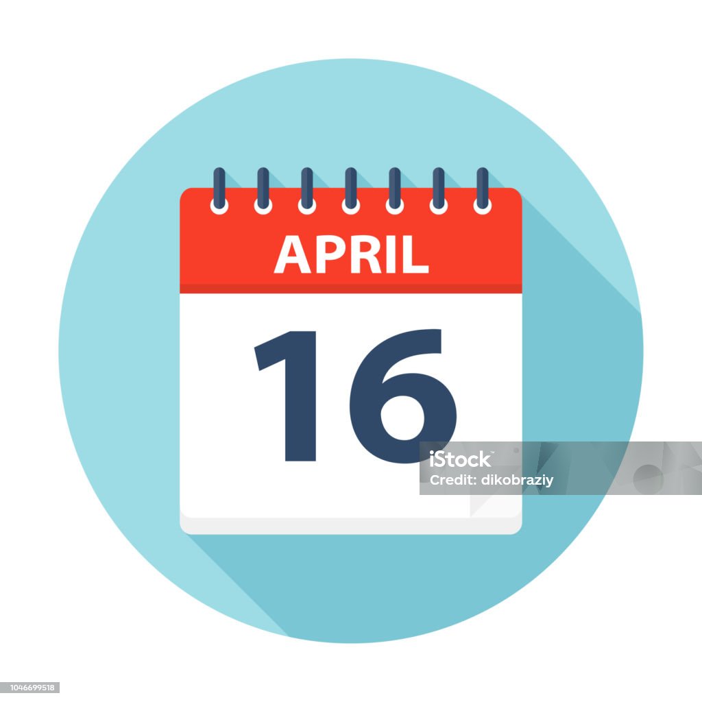 April 16 - Calendar Icon April 16 - Calendar Icon - Vector Illustration 2018 stock vector
