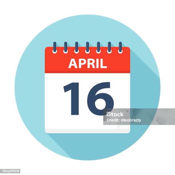 April 16 Calendar Icon Stock Illustration - Download Image Now - 2018, 2019, 2020