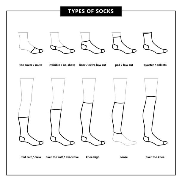 stockillustraties, clipart, cartoons en iconen met vector sokken set - lange sokken
