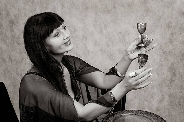 istock Beautiful woman   and silver wineglass 104670568
