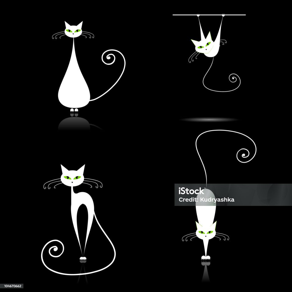 ホワイトの猫のようなシルエットに設計 - イラストレーションのロイヤリティフリー�ベクトルアート