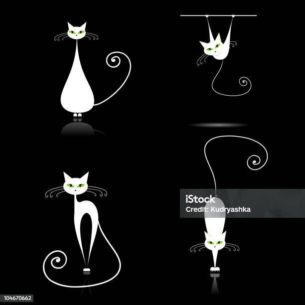 ホワイトの猫のようなシルエットに設計 - イラストレーションのベクターアート素材や画像を多数ご用意 - イラストレーション, カットアウト, カラー画像