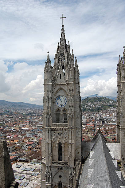 istock Basilica tower clock and city Quito 104670744
