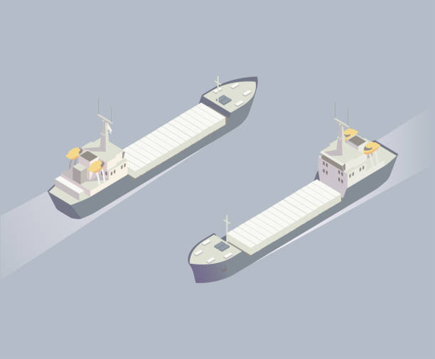Isometric cargo ship illustration vector art illustration