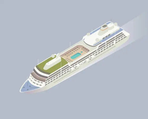 Vector illustration of Isometric cruise ship illustration