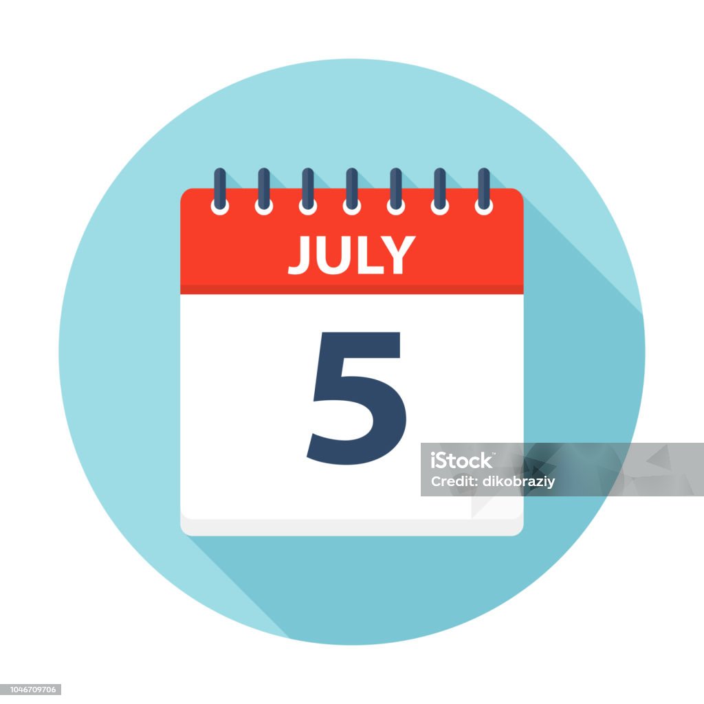 July 5 - Calendar Icon July 5 - Calendar Icon - Vector Illustration 2018 stock vector