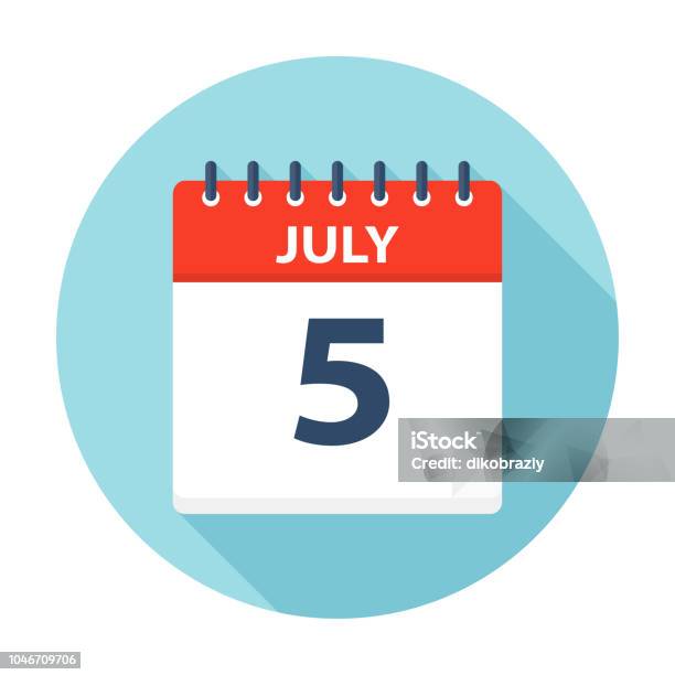 July 5 Calendar Icon Stock Illustration - Download Image Now - 2018, 2019, 2020