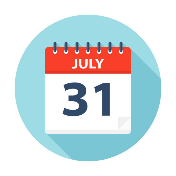 July 31 - Calendar Icon July 31 - Calendar Icon - Vector Illustration number 31 stock illustrations