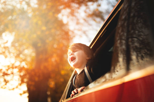 Photo of adorable young boy looking at camera 