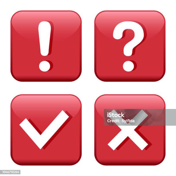 Button With Sign Set Of Red Button With Signs Vector Illustration Stock Illustration ...