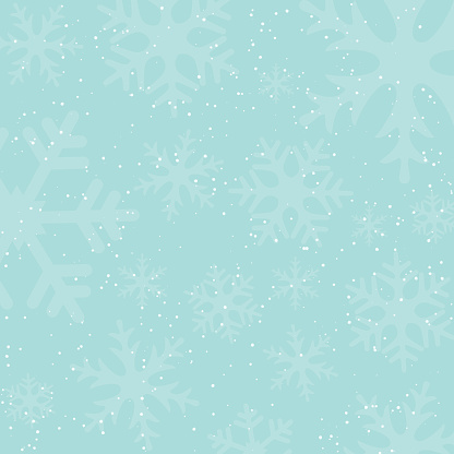 Holiday winter background with falling snow and snowflake silhouettes. Vintage colors. New Year or Christmas backdrop. Vector Illustration.