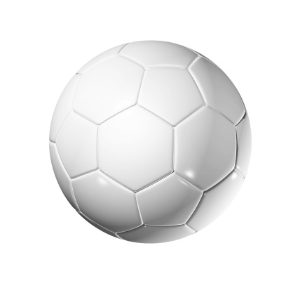 3D blank soccer ball isolated on white with clipping path