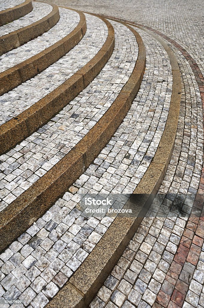 Velha pedra passos-cobblestones curva - Royalty-free Abstrato Foto de stock