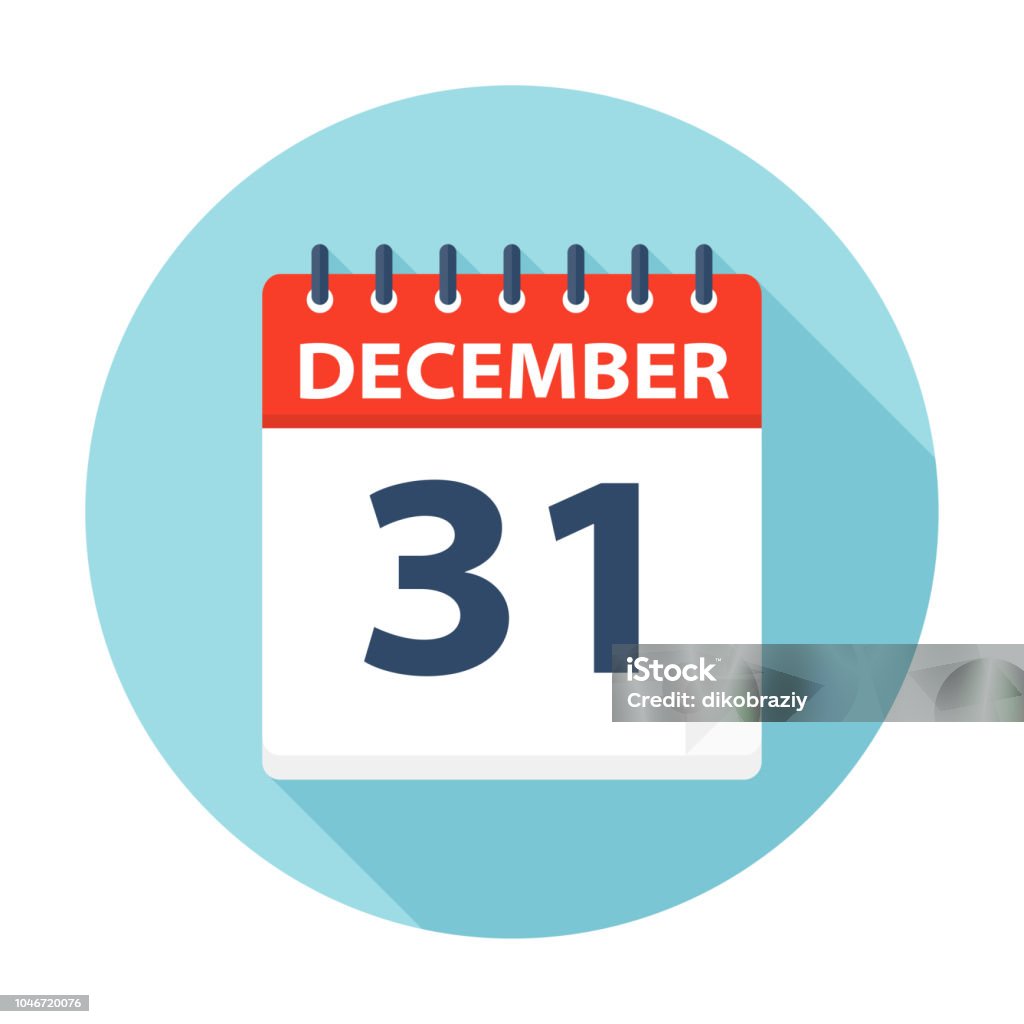 31 décembre - icône de calendrier - clipart vectoriel de Décembre libre de droits