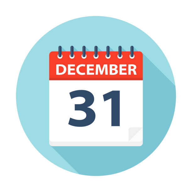 stockillustraties, clipart, cartoons en iconen met 31 december - pictogram van de kalender - december