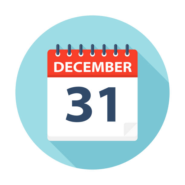 31 декабря - значок календаря - december stock illustrations