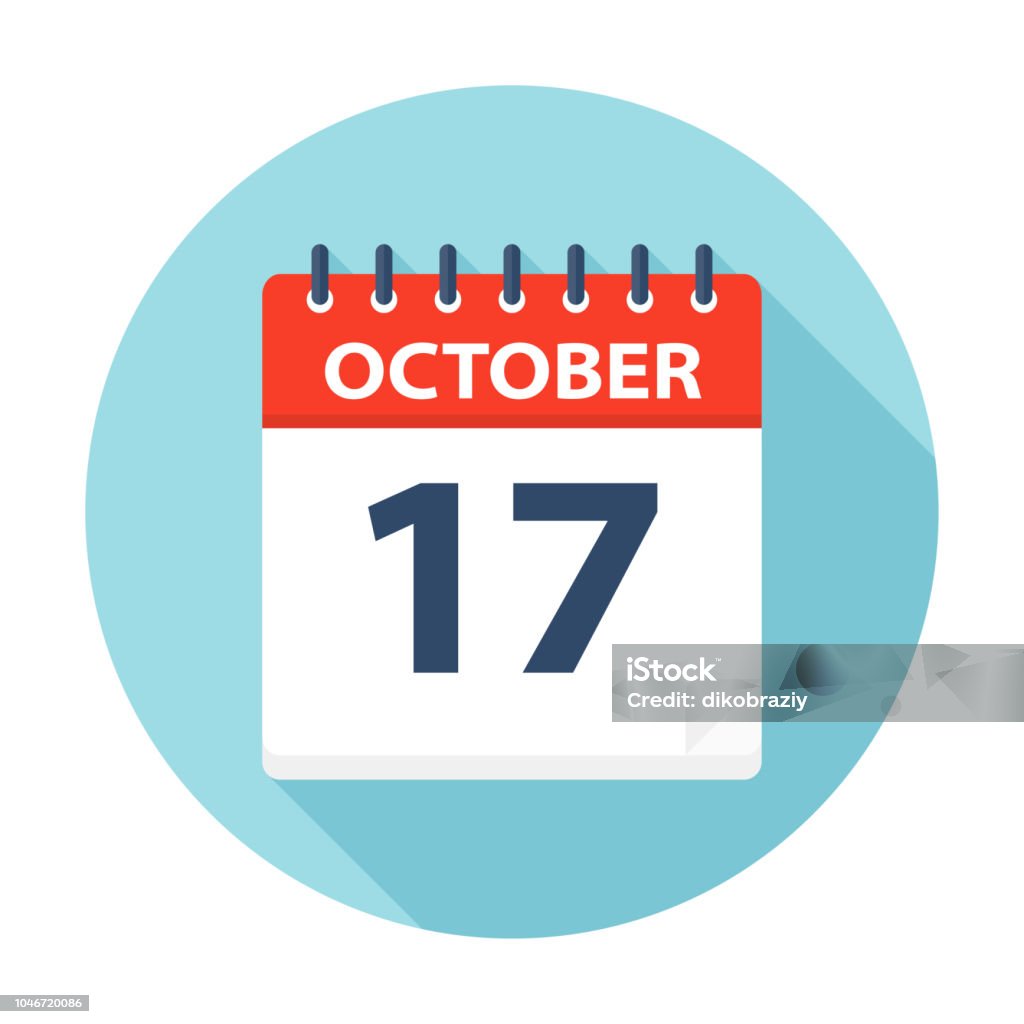Print October 17 - Calendar Icon - Vector Illustration 2018 stock vector