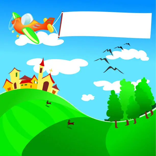 Vector illustration of Plane with banner