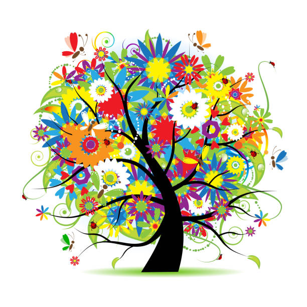 Floral tree beautiful vector art illustration