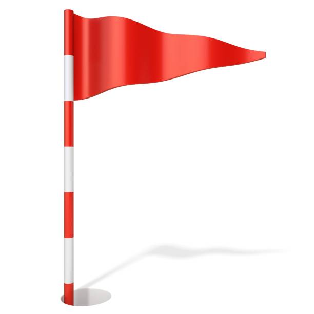 istock Red golf flag in hole cartoon 3D 1046725630