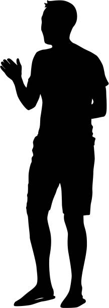 istock Silhouette of People with a raised hand on White Background 1046726010