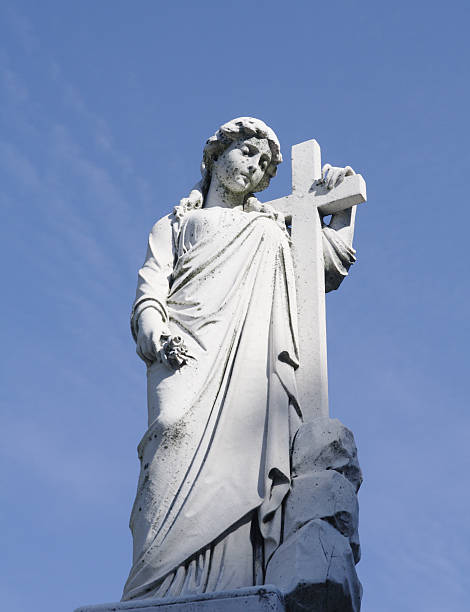 istock Angelic woman with cross 104673307