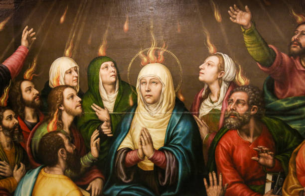 Mary and the Apostles at Pentecost stock photo