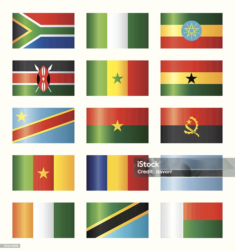 Brillante flags set-africana - arte vectorial de Amarillo - Color libre de derechos