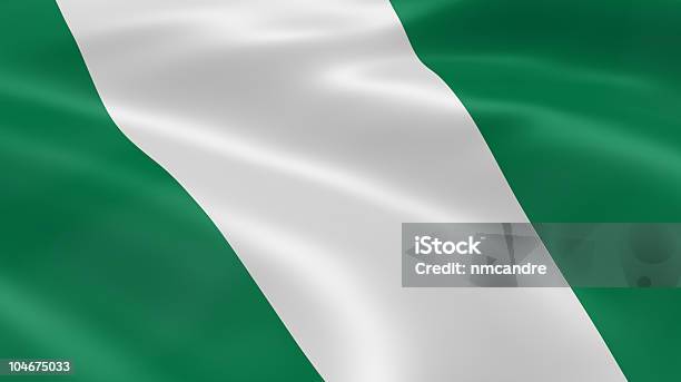 Bandera Nigeriana En El Viento Foto de stock y más banco de imágenes de Abuya - Abuya, Bandera, Blanco - Color