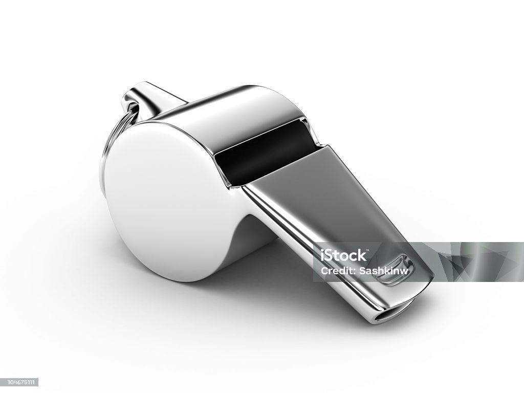 Whistle Metal whistle on white background - 3d render Whistle Stock Photo