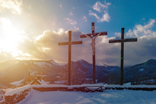 istock Three crucifixes on mountain in Austria, concept: Easter, Good Friday 1046752790