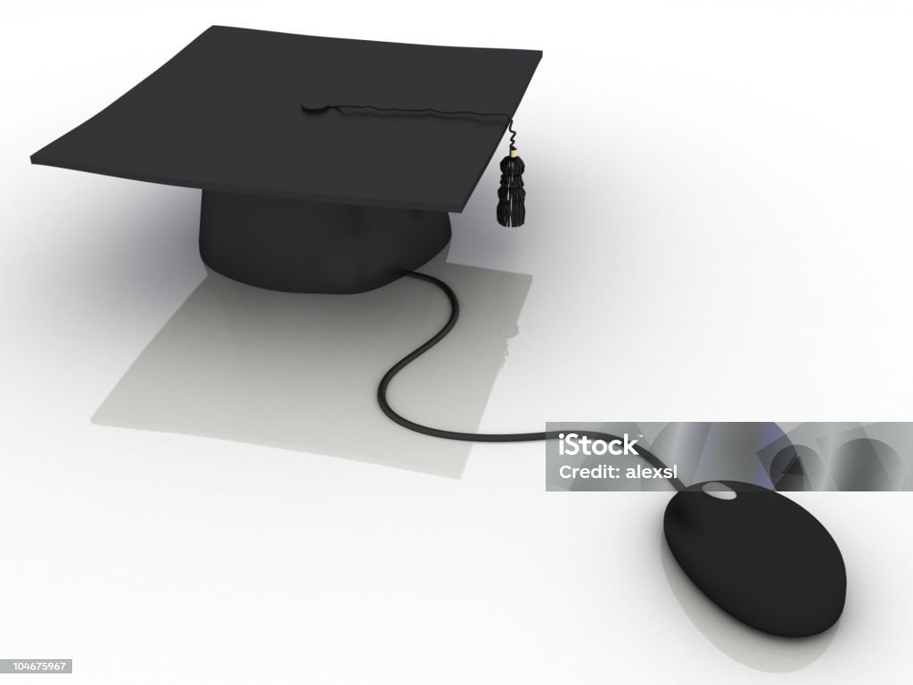 E-Learning  Mortarboard Stock Photo