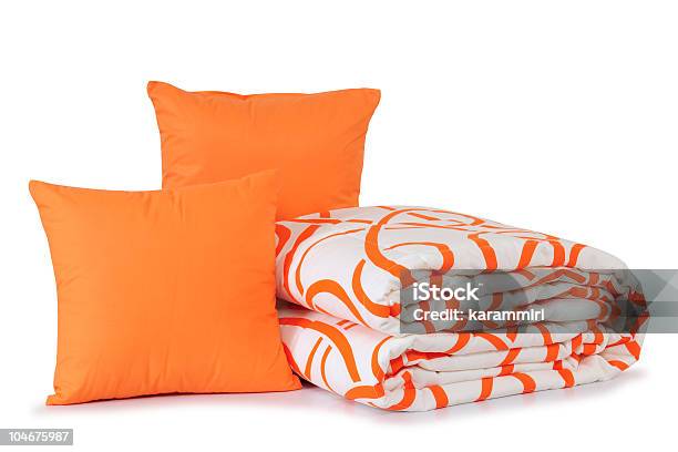 Orange Bettwäsche Stockfoto und mehr Bilder von Bettdecke - Bettdecke, Bettwäsche, Dekoration