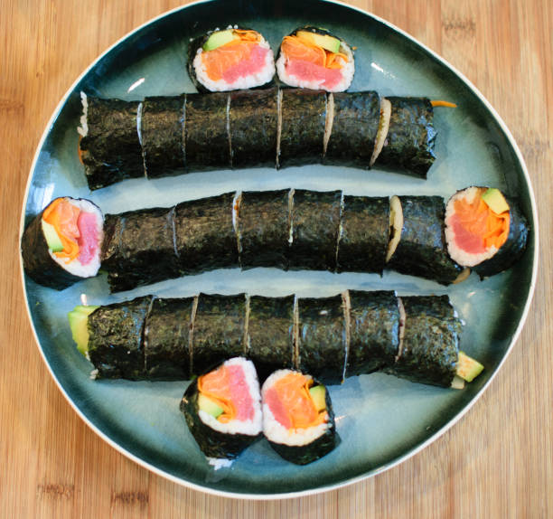 Homemade Sushi on a Plate for Display