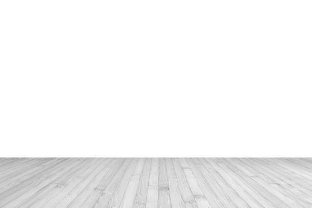istock Wood floor in grey with empty white wall background texture 1046786806