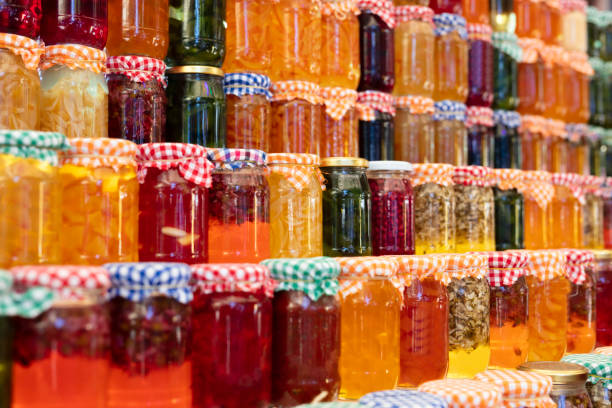 homemade jam in glass jars