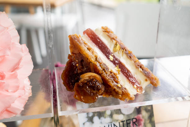 Slice of cake with caramelised walnut