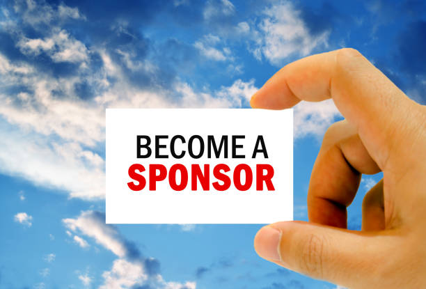 istock become a sponsor written on business card 1046798484