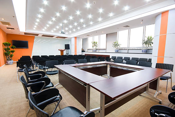 istock Aerial view of modern boardroom interior 104680988