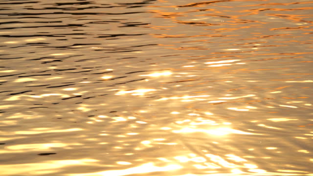 4K: Water surface at sunset